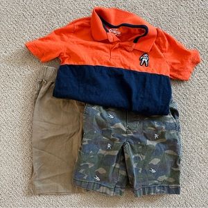 Set of 3: Oshkosh Space Shirt and Shorts Set with additional Deep Khaki Shorts